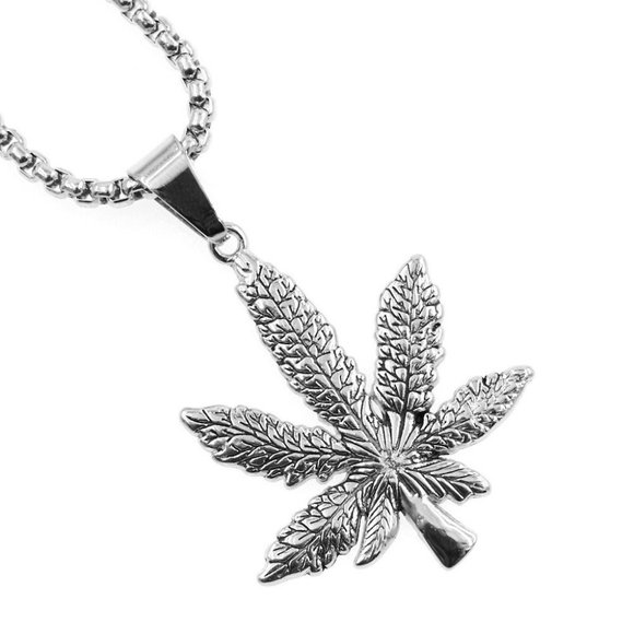 Maple stainless steel leaf necklace for Men, BL55590003 - Picture 3 of 5